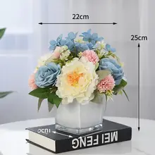 ガラス製角杯のテーブル装飾用造花【ビジネス会議・リビング・ホテル展示用】