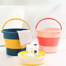 折りたたみ式水桶【アウトドア・釣り用・プラスチック製・携帯便利】