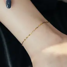 水に強い！輝く18Kゴールド製のシンプルリップチェーンとアンクレット【セクシー・オールマイティデザイン】（セットアップ対応）