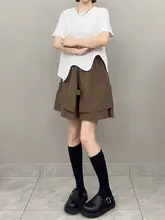 夏用 大きいサイズのハイウエストワイドレッグスカートパンツ【フィット・Aライン・五分丈】（セットアップ対応）