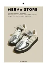 スニーカー レディース ドイツントレーニングシューズ メタリックシルバー フラットソール レースアップ ヴィンテージ カジュアル 秋