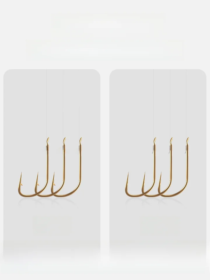 手作り完成品 魚釣り用フック【ダブルフック・0.1号・金色・無刺有刺】