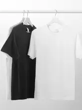 乳白色のゆったりとしたコットン丸首半袖Tシャツ【カジュアル・シンプル・男女兼用】