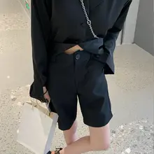 高腰黒色ショートパンツ【女性用・スリムデザイン・夏用】