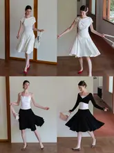 高腰シフォンAラインスカート【夏用・優雅なデザイン・シンプルスタイル】（セットアップ対応）