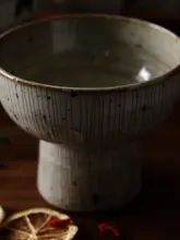 CoolBanana 手作り粉引陶器製 高足フルーツプレート【アイスクリームボウル・インテリア風】