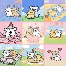 ラインデザインの小犬 刺繍作品【子供部屋向け・可愛いアート】（セットアップ対応）