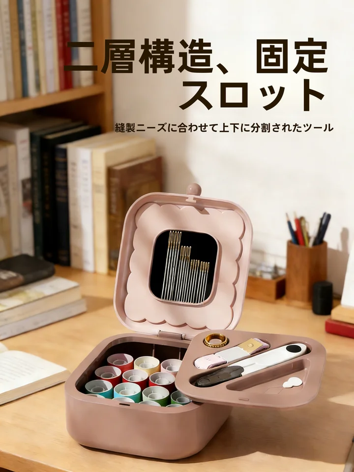 マグネット式針と糸ボックス【家庭用・高品質・携帯用】