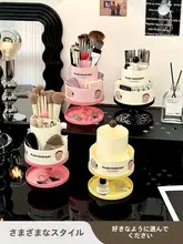 デスク用回転ペン立て収納ボックス【学生・子供用・文房具整理・仕切り付き】