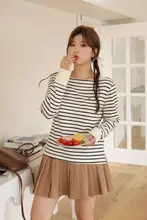 ストライプ刺繍Tシャツ【大きいサイズ・インフルエンサー風・カジュアル】