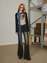 ヴィンテージ風のロークラッシュデニムパンツ【フレアシルエッ ト・小柄向け・ウォッシュ加工】（セットアップ対応）