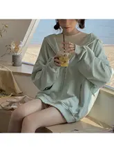 女性用 グリーンフード付きスウェットカーディガン【春秋用・フィット・ゆったりサイズ】