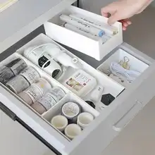 デスク用 抽出式仕切り収納ボックス【プラスチック製・文房具用・長方形】