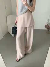 夏用 薄手バンド付きスタイリッシュレイヤードパンツ【シンプルデザイン・遮屁仕様】（セットアップ対応）