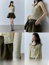 重工仿手工フラワー刺繍付き柔らかい白の毛織り2点セット（セットアップ対応）