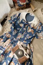 優雅なプリントデザインの春用ロリタワンピースコート【レトロスタイル・CL-A】
