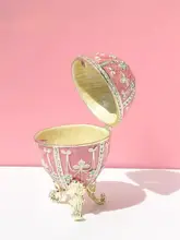 ロシア風エナメル彩のジュエリーボックス【イースターギフト・金属製・卵型】