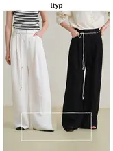 100%リネン製ストレートワイドパンツ【ロング丈・フィット・春用】