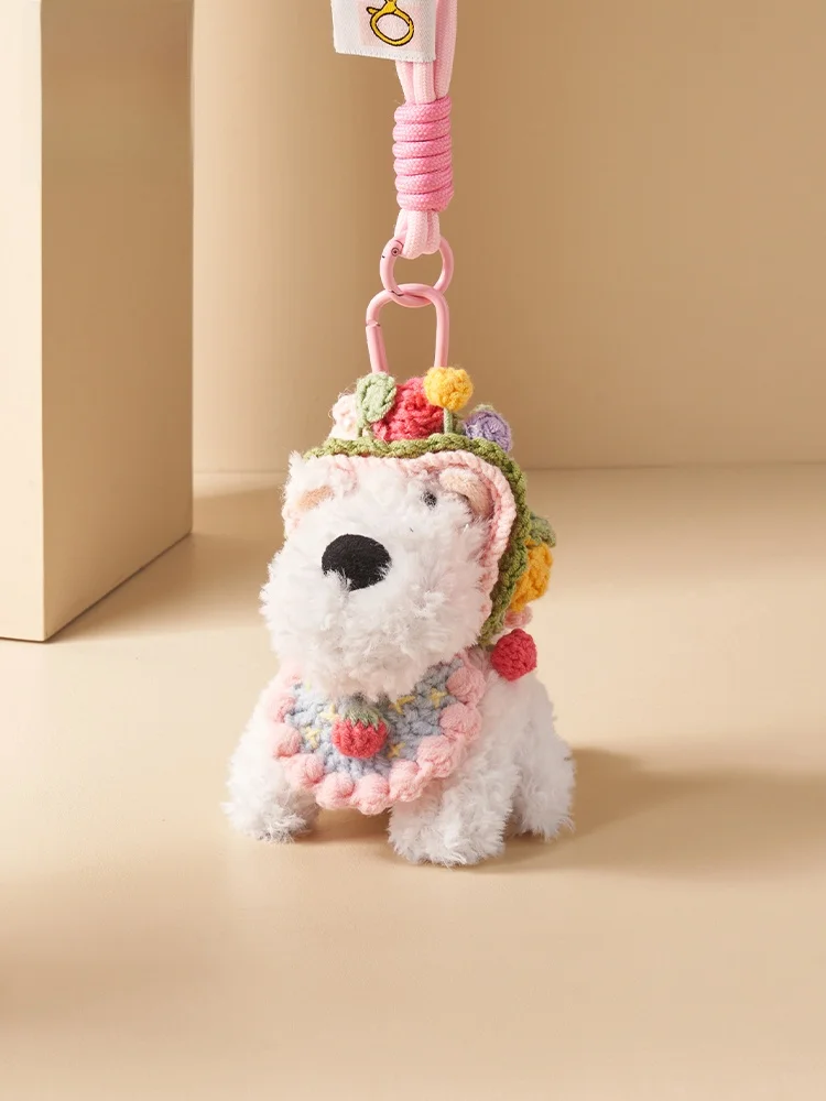 可愛いデザインの犬型バッグチャーム：毛足のあるぬいぐるみで日常のアクセサリーをアップデート