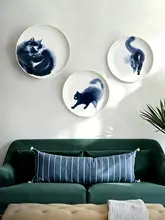 水彩画の猫のデザイン掛け皿【カフェ装飾・壁面用】