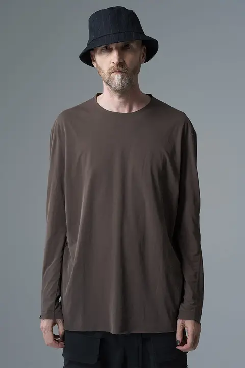 GAOSTUDIOS 無地コットン長袖Tシャツ【メンズ・薄手・裏地2層・ルーズフィット・春用】