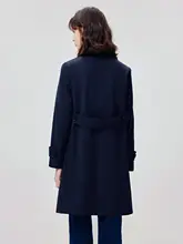 上品なネイビーのトレンチコート【レディース・小柄対応・秋春用・イギリス風・中丈】