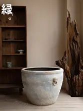 シンプルで美しい！景德鎮製 狼の頭デザイン陶器大花瓶【落ち着いた印象・庭園用】