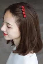 赤いヘアクリップ【韓国風・サイドバング用・バナナクリップ・ワンピンタイプ】