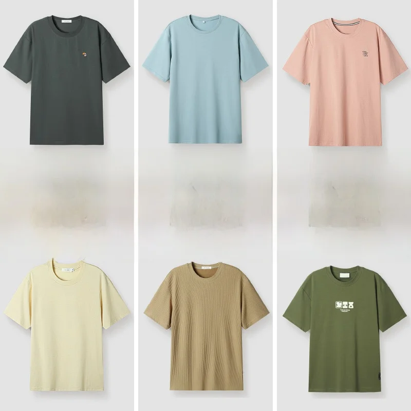 夏の新作アイスシルク涼感半袖Tシャツメンズ