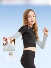 女性用 子供用UVカット冷感アームカバー【夏用・薄手・通気性・顔遮挡】