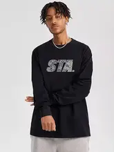 アメリカンストリートスタイルのロングスリーブTシャツ【ゆったりフィット・ラウンドネック・コットン】（セットアップ対応）