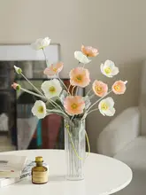 高級感のある植毛ポピーの造花【デスクトップ装飾・食卓用・インテリア雑貨】
