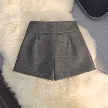 グレーのウール混フレアスカートパンツ【ハイウエスト・Aライン・ショート丈・小柄向け】（セットアップ対応）