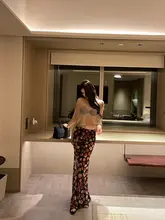 セクシーなドット柄ハイウエストベルボトムパンツ【透け感のあるネット生地・女性用】