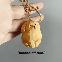 かわいい手作り木彫りゴールデンレトリバーキーホルダー【犬のデザイン・プレゼントにも最適】