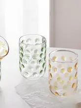 カラフルドットデザインのガラスミルクカップ【おしゃれな食器・水用】