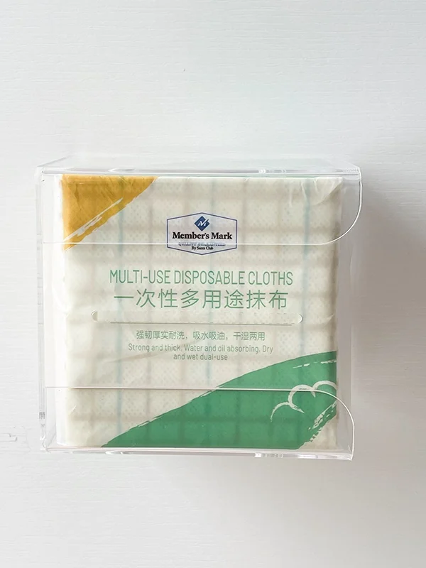 穴あけ不要の壁掛けティッシュ収納ボックス【キッチン用・便利なデザイン】