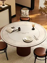 防水防油加工のラウンドテーブルマット【レトロ風・高級感・皮革製】
