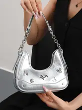 ショルダーバッグ レディース シルバー 半月型 上品 おしゃれ 誕生日プレゼント
