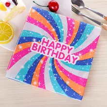 カートゥーンデザインの誕生日パーティー用カラーナプキン【個性的な装飾・ペーパーナプキン】