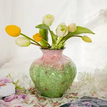 手描きの陶器製小花瓶【粉色・フラワーアレンジメント用・テーブル装飾】