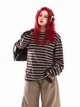 アメリカンビンテージ風ストライプ長袖Tシャツ【春秋・ユニセックス・極上の柔らかさ】