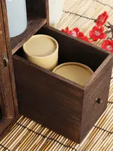 天然木製 防塵ガラスデスク収納ボックス【茶器・化粧品・文房具用】