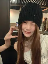 華やかなスパンコール付きニットキャップ【女性用・スタイルアップ・堀り深め】