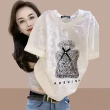 フラワーレース半袖Tシャツ【女性用・フィット・夏用】