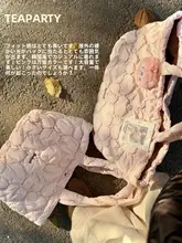 愛らしい雲デザインのトートバッグ【大容量・秋冬用・肩掛け・皺仕上げ】