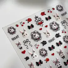 立体的なバタフライと小さなウサギのネイルステッカー【かわいいカートゥーンスタイル・デコレーション用】