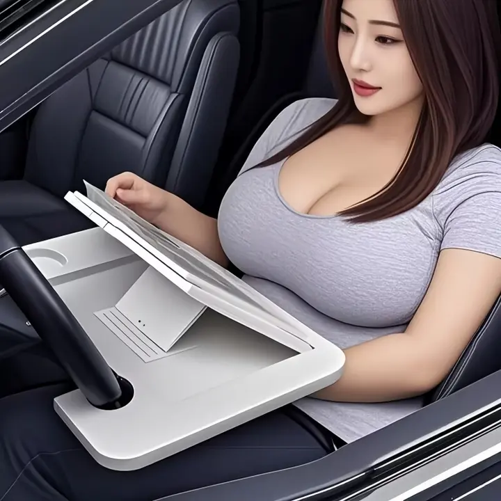 車載用ハンドル小型デスク【ノートPC＆タブレットスタンド・運転席用・作業テーブル】