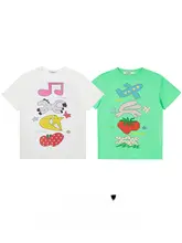 カジュアルなアニメプリント 半袖Tシャツ【女性用・夏用・極上の柔らかさ】（セットアップ対応）