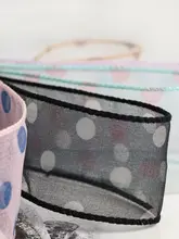 レトロドットメッシュリボン【幅広でDIY用・ファッションヘアアクセサリー】